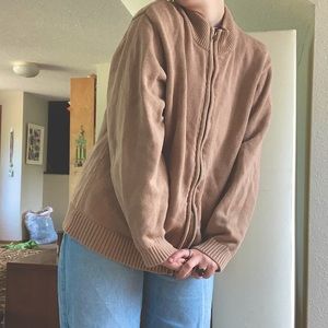Zip up tan sweater